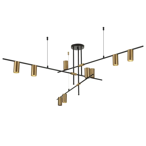 Lampă suspendată negru-aurie 9xGU10