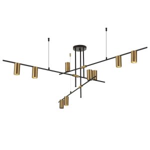 Lampă suspendată negru-aurie 9xGU10