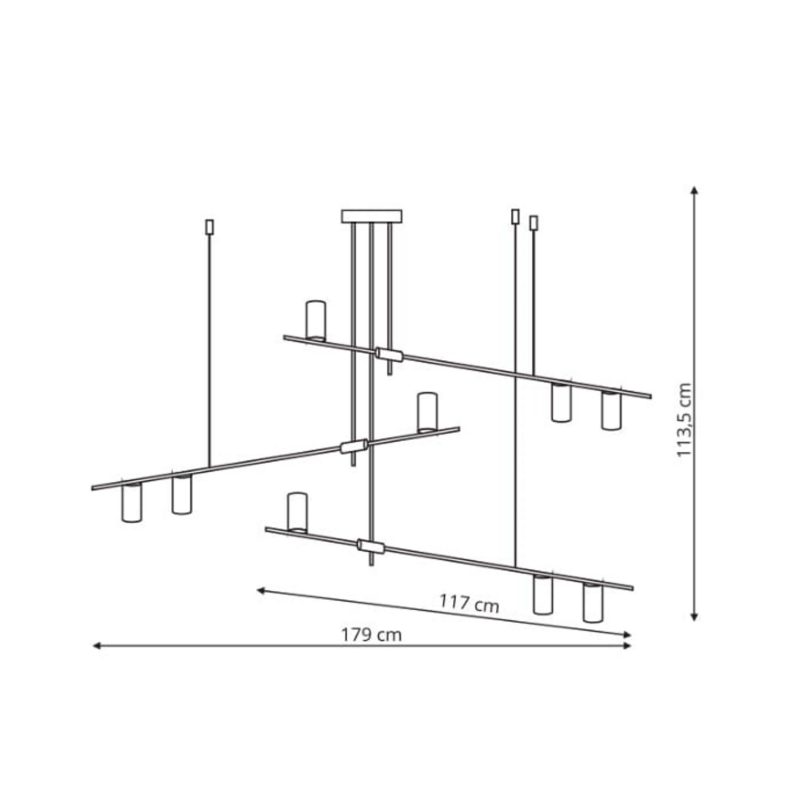 Lampă suspendată negru-aurie 9xGU10, design industrial, Arizona Light Prestige