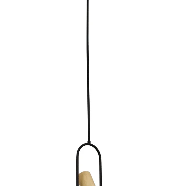 Lampă suspendată lemn-negru 1xGU10