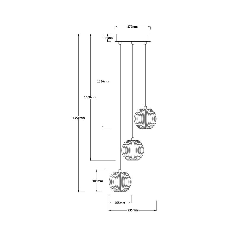 Lampă suspendată aurie 3xLED CCT, iluminat modern, Brillant Light Prestige