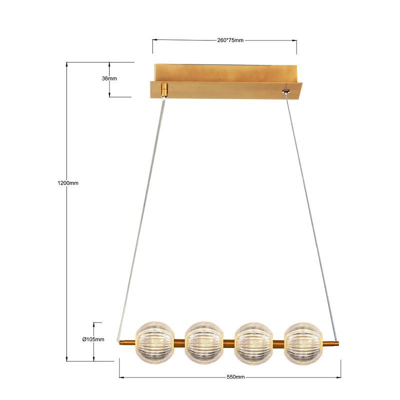 Lampă suspendată aurie 4xLED CCT, iluminat modern, Brillant Light Prestige - imagine 4