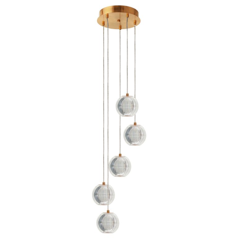 Lampă suspendată aurie 5xLED CCT