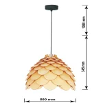 Lampă suspendată mare, lemn natural 1xE27, Burgo Light Prestige