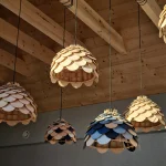 Lampă suspendată mare, lemn natural 1xE27, Burgo Light Prestige