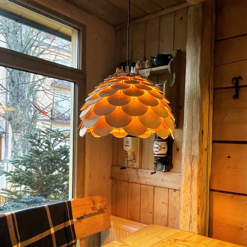 Lampă suspendată mare, lemn natural 1xE27, Burgo Light Prestige