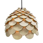 Lampă suspendată mare, lemn natural 1xE27, Burgo Light Prestige