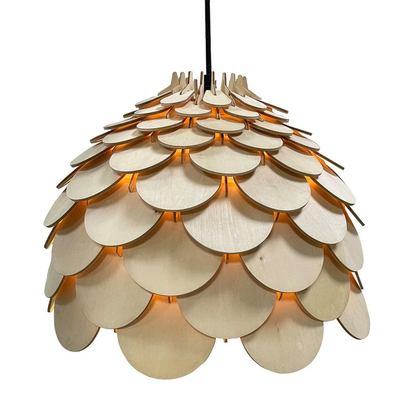 Lampă suspendată mare, lemn natural 1xE27, Burgo Light Prestige