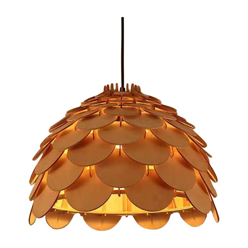 Lampă suspendată mare, lemn natural 1xE27, Burgo Light Prestige