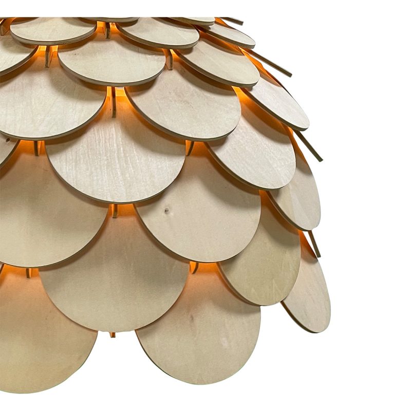 Lampă suspendată mare, lemn natural 1xE27, Burgo Light Prestige