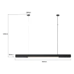 Lampă suspendată L neagră, control inteligent Tuya, LED CCT, Cali Light Prestige