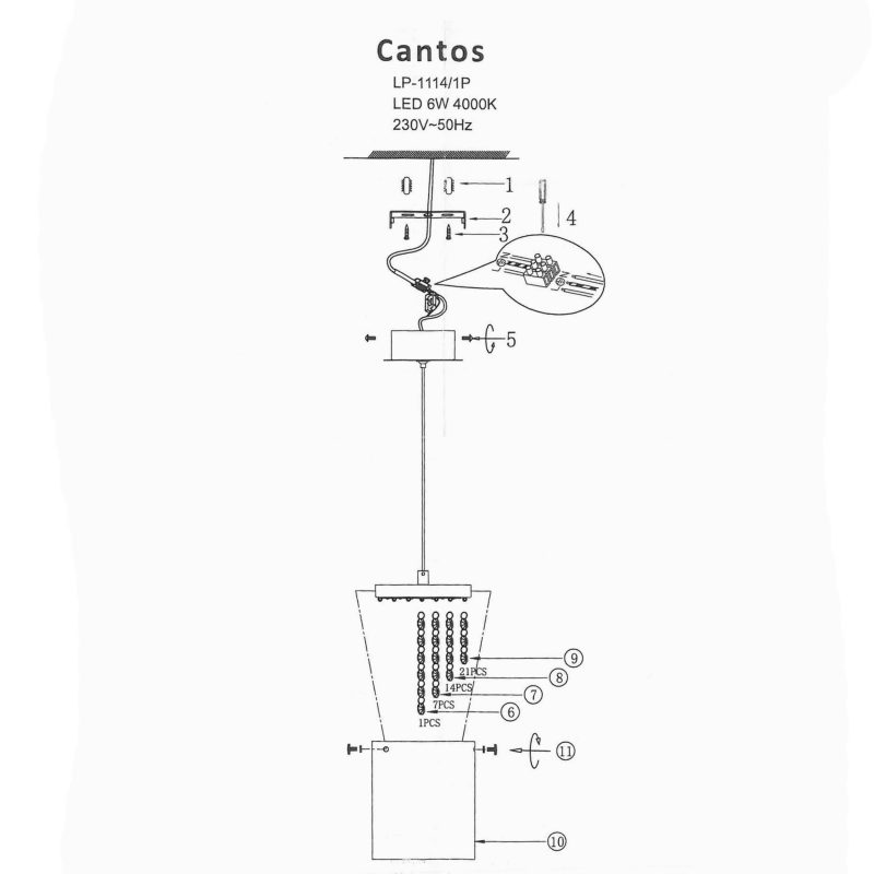 Lampă suspendată crom LED 4000K, design elegant, Cantos Light Prestige