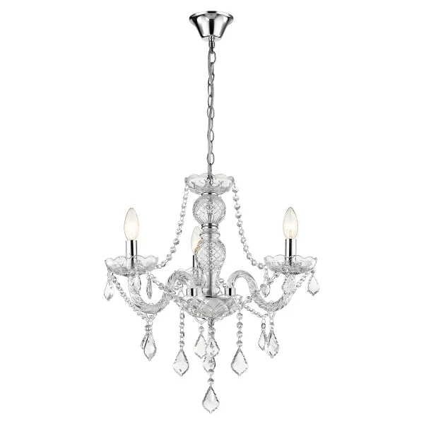 Lampă suspendată Cristallo argintie 3xE14 Light Prestige
