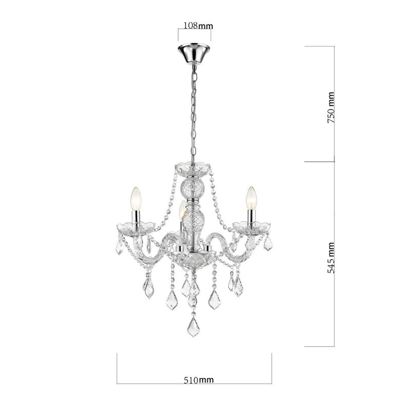 Lampă suspendată Cristallo argintie 3xE14 Light Prestige - imagine 5
