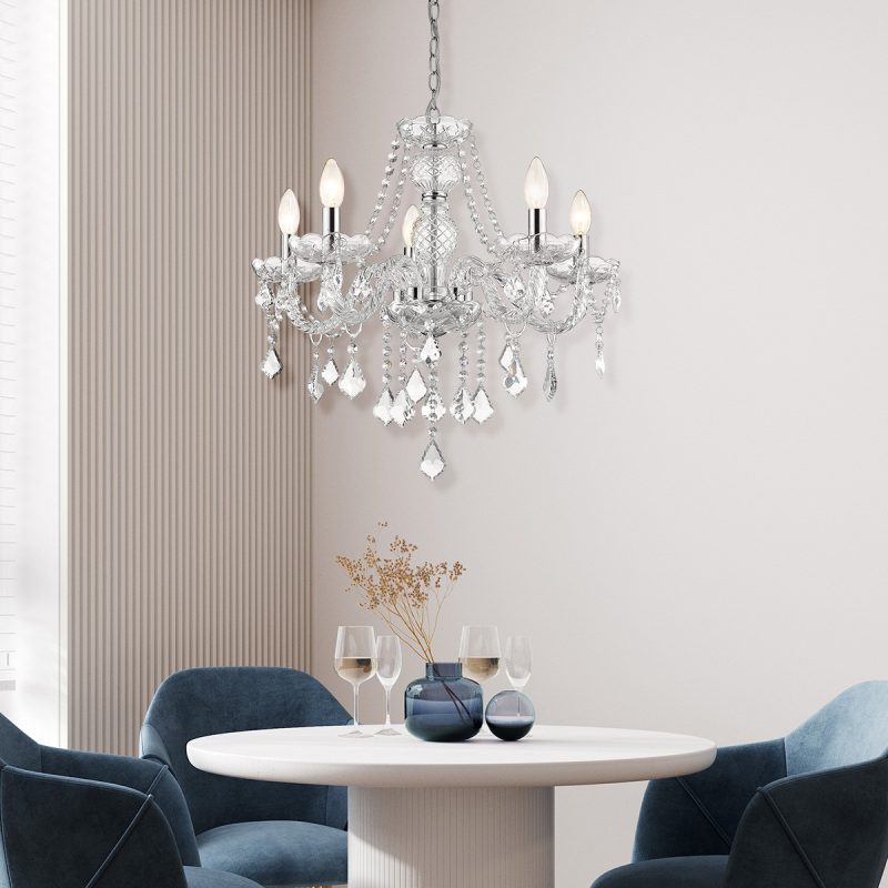 Lampă suspendată Cristallo argintie 5xE14 Light Prestige - imagine 2