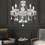 Lampă suspendată Cristallo argintie 5xE14 Light Prestige