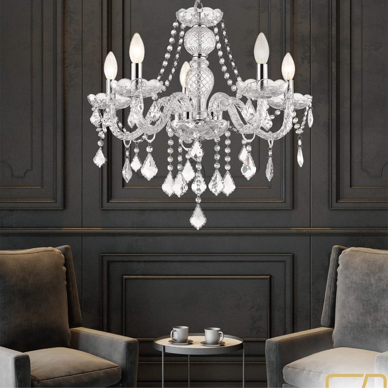 Lampă suspendată Cristallo argintie 5xE14 Light Prestige - imagine 3