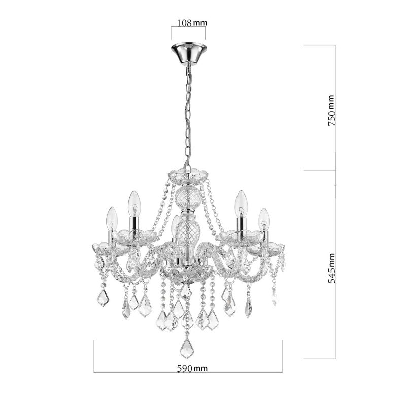 Lampă suspendată Cristallo argintie 5xE14 Light Prestige - imagine 7