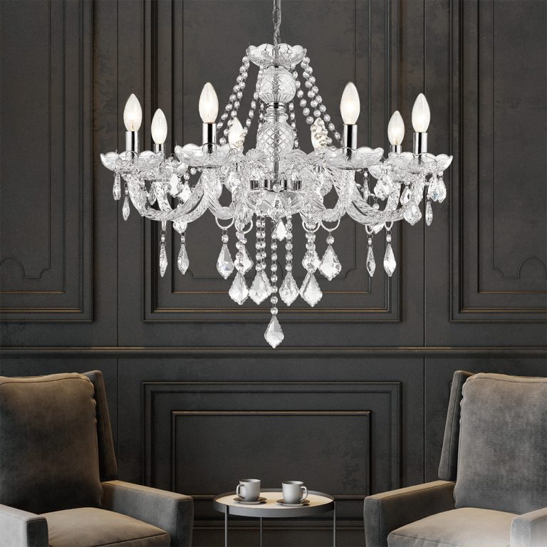Lampă suspendată Cristallo argintie 8xE14 Light Prestige