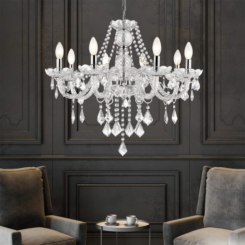 Lampă suspendată Cristallo argintie 8xE14 Light Prestige - imagine 2