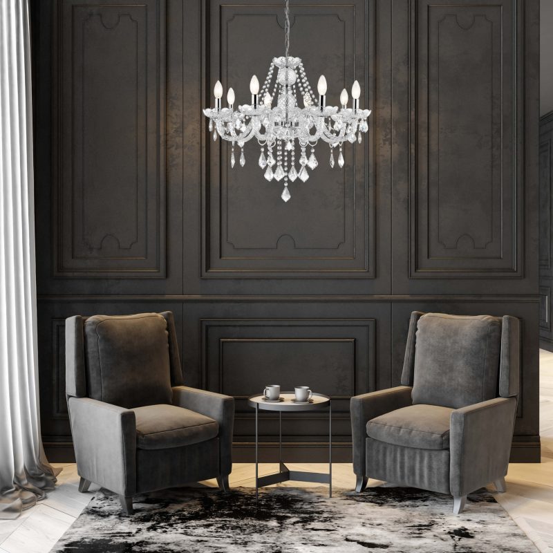 Lampă suspendată Cristallo argintie 8xE14 Light Prestige - imagine 3