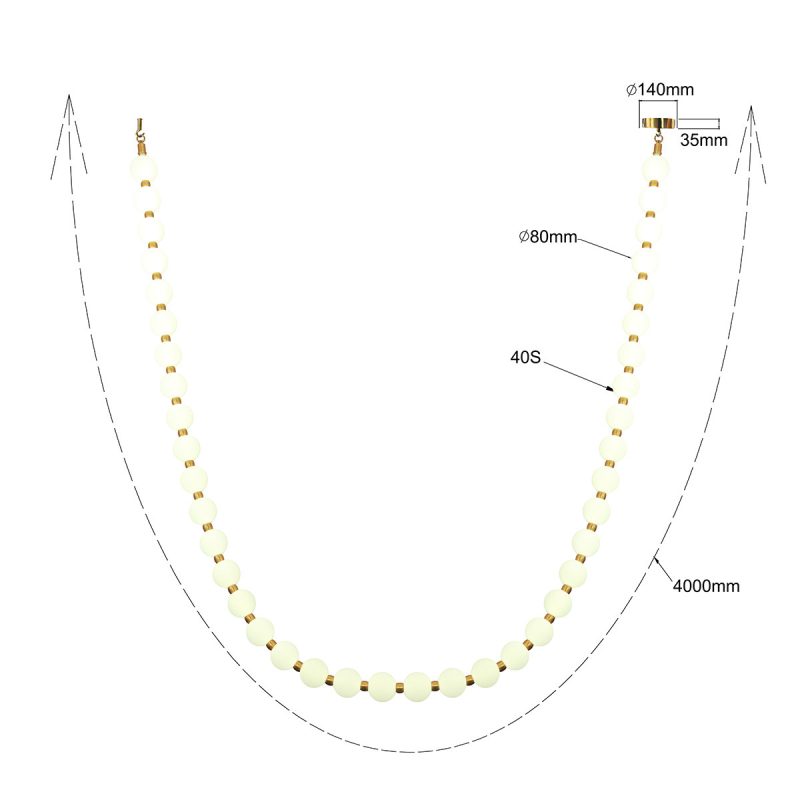 Lampă suspendată aurie 4m LED CCT, cablu textil, Dorado Rope Light Prestige
