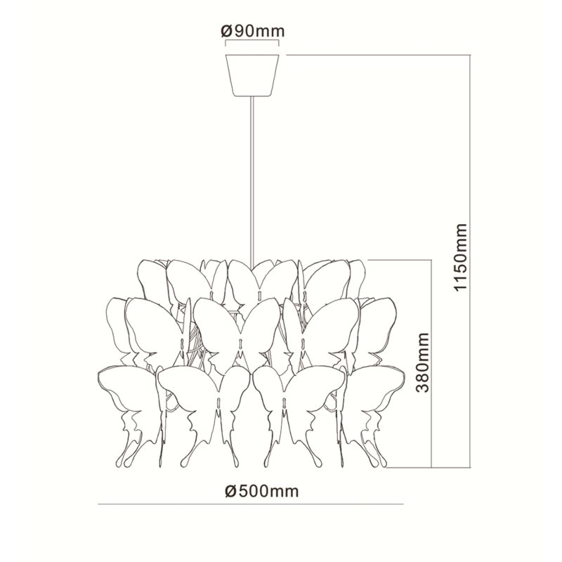 Lampă suspendată roz închis 1xE27, stil feminin, Farfalla Light Prestige - imagine 6