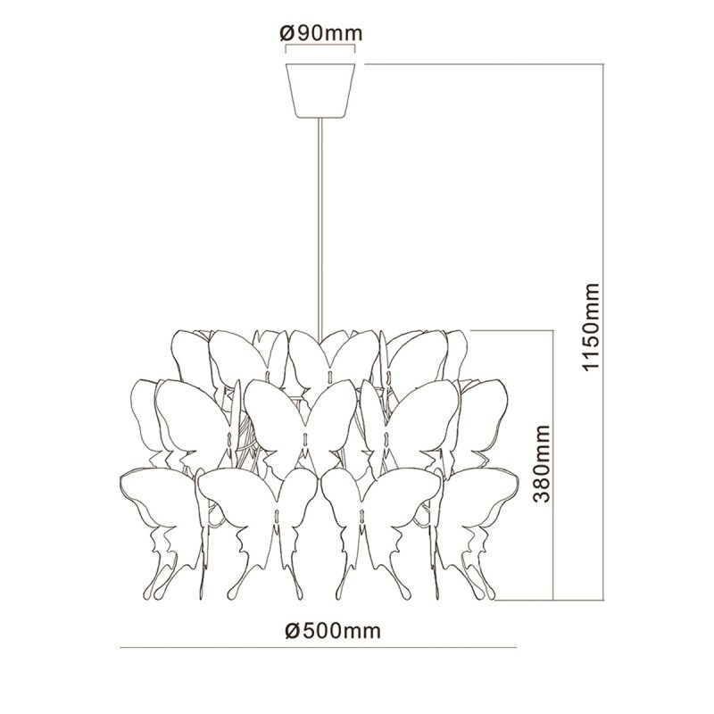 Lampă suspendată Farfalla roz 1xE27 Light Prestige