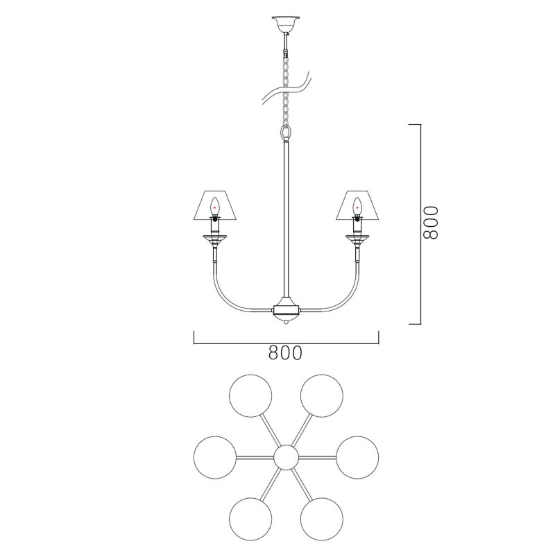 Lampă suspendată argintiu-neagră 6xE14, stil glamour Light Prestige