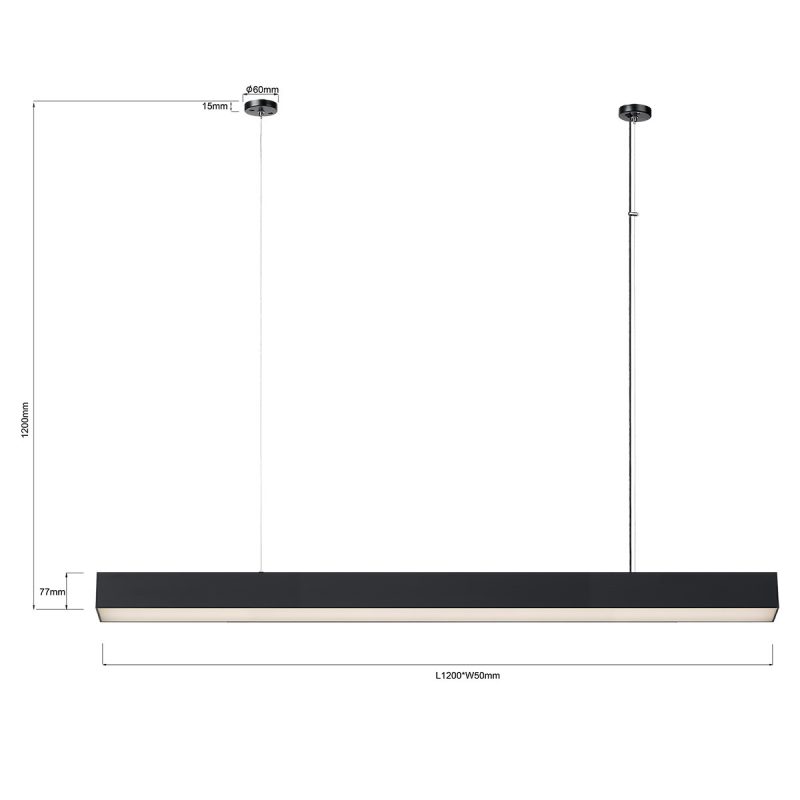 Lampă suspendată L neagră, control inteligent Tuya, LED CCT, Luci Light Prestige - imagine 7