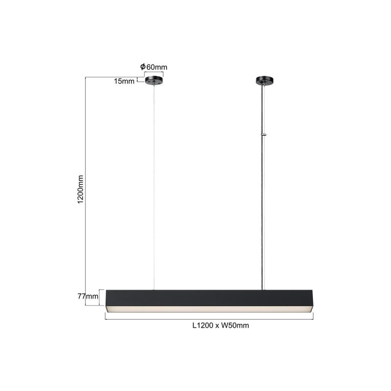 Lampă suspendată M neagră, control inteligent Tuya, LED CCT, Luci Light Prestige