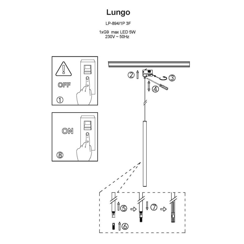 Lampă suspendată pentru șină Lungo 1 aurie 3F 1xG9 Light Prestige - imagine 4