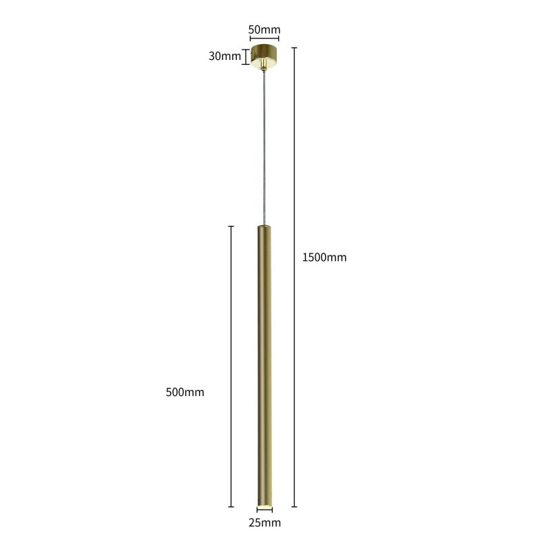 Lampă suspendată Lungo, aurie, iluminat minimalist, Light Prestige, G9