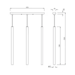 Lampă suspendată neagră 3xG9, model liniar, Lungo Light Prestige