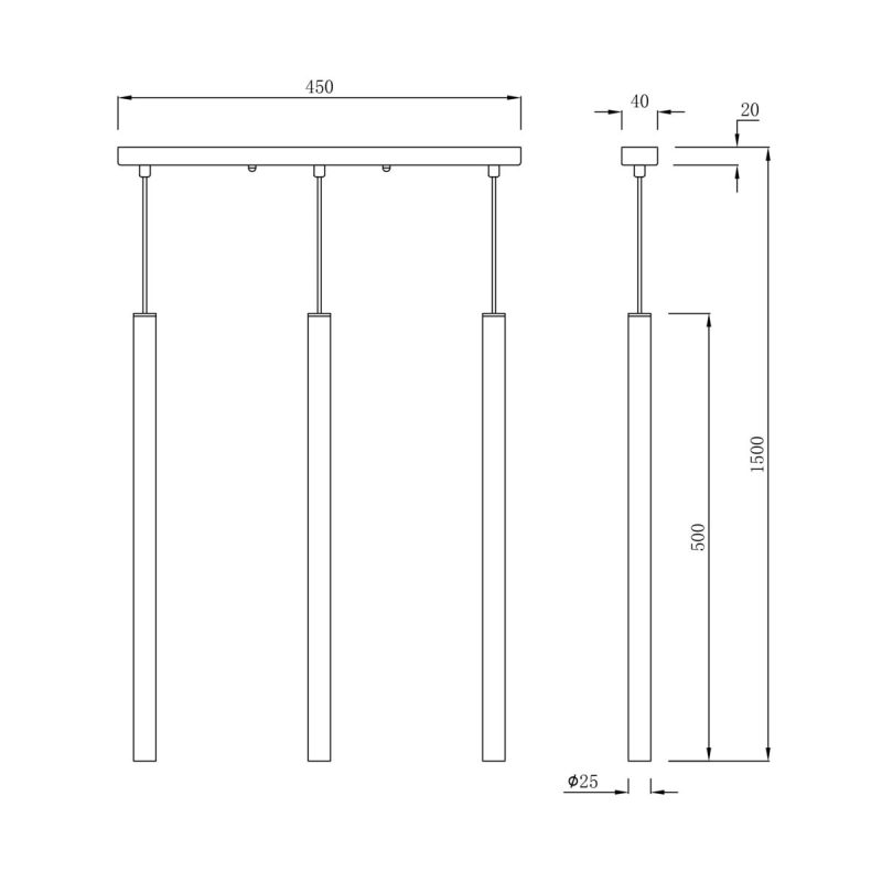 Lampă suspendată neagră 3xG9, model liniar, Lungo Light Prestige - imagine 6