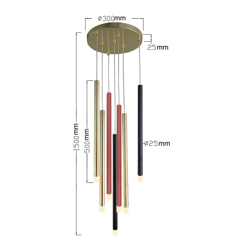 Lampă suspendată 7xG9, mix de culori, iluminat creativ, Lungo Light Prestige - imagine 7