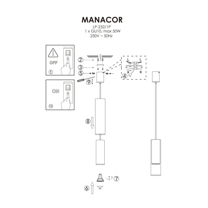 Lampă suspendată aurie 1xGU10, design simplu, Manacor Light Prestige - imagine 9