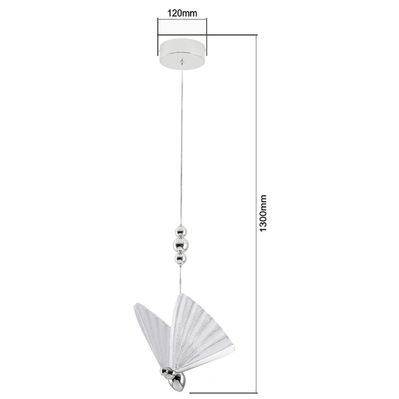Lampă suspendată argintie 1xLED CCT, formă simplă, Mariposa Light Prestige