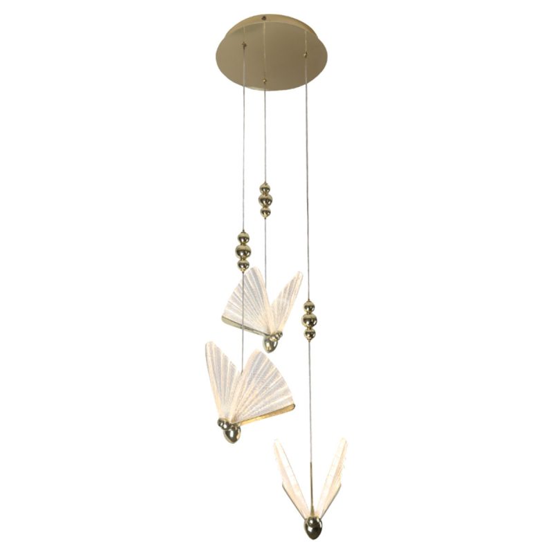 Lampă suspendată aurie LED CCT, 3 pendule, Mariposa Light Prestige