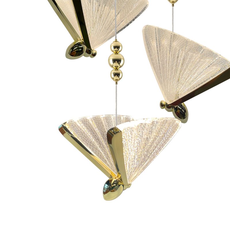 Lampă suspendată aurie LED CCT, 3 pendule, Mariposa Light Prestige