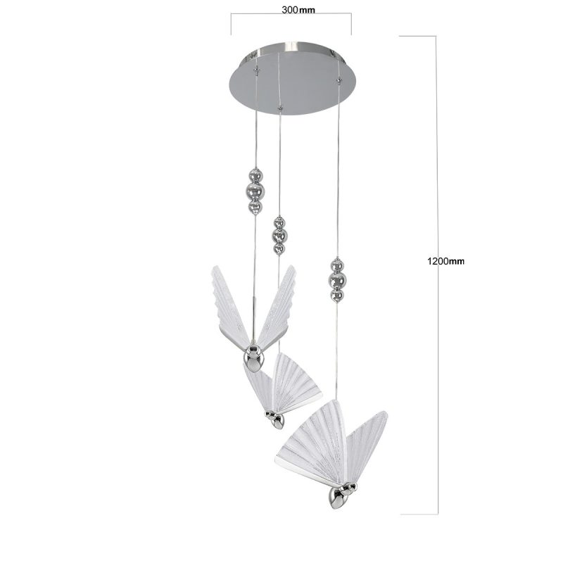 Lampă suspendată argintie 3xLED CCT, formă liniară, Mariposa Light Prestige - imagine 7