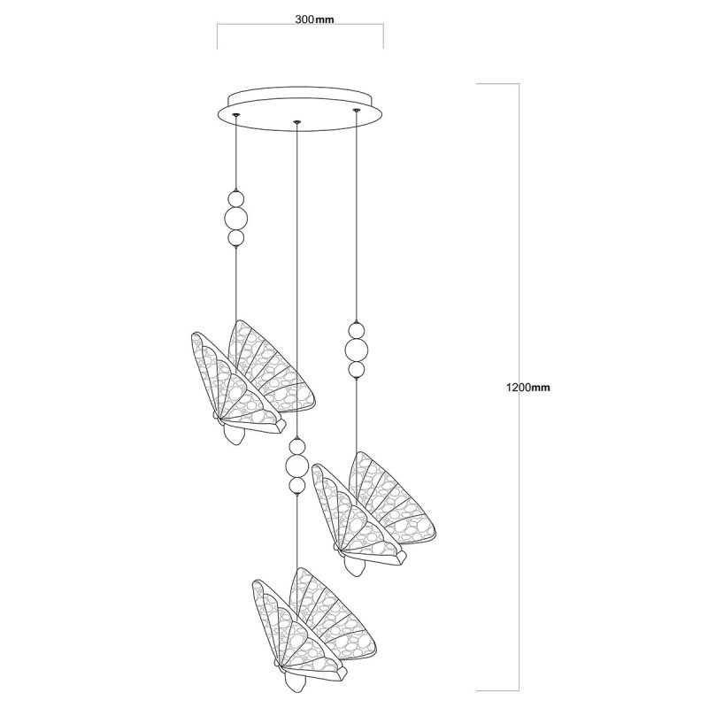 Lampă suspendată argintie 3xLED CCT, formă liniară, Mariposa Light Prestige - imagine 8