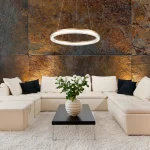 Lampă suspendată aurie-transparentă LED CCT, formă triunghi, Midway Cristal Light Prestige