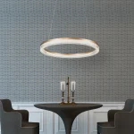 Lampă suspendată aurie-transparentă LED CCT, formă triunghi, Midway Cristal Light Prestige
