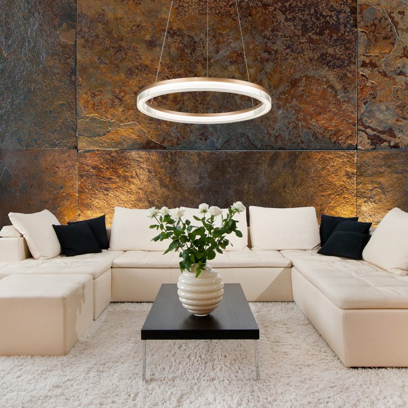 Lampă suspendată aurie-transparentă LED CCT, formă triunghi, Midway Cristal Triangle Light Prestige - imagine 5