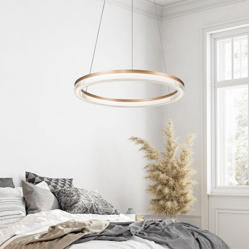 Lampă suspendată aurie-transparentă LED CCT, formă triunghi, Midway Cristal Triangle Light Prestige - imagine 6