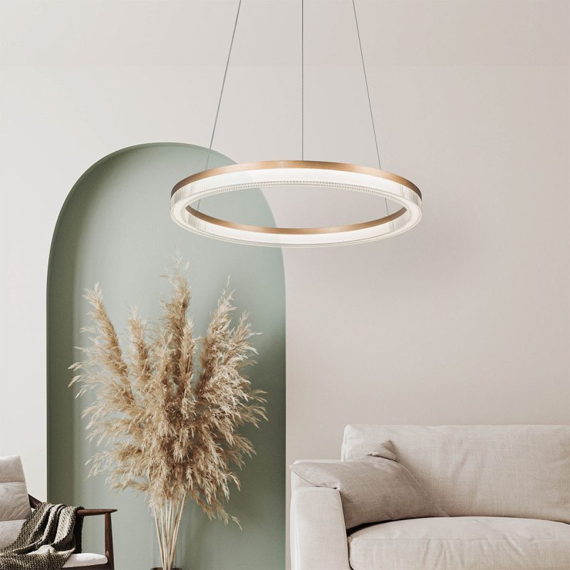 Lampă suspendată aurie-transparentă LED CCT, formă triunghi, Midway Cristal Triangle Light Prestige - imagine 7