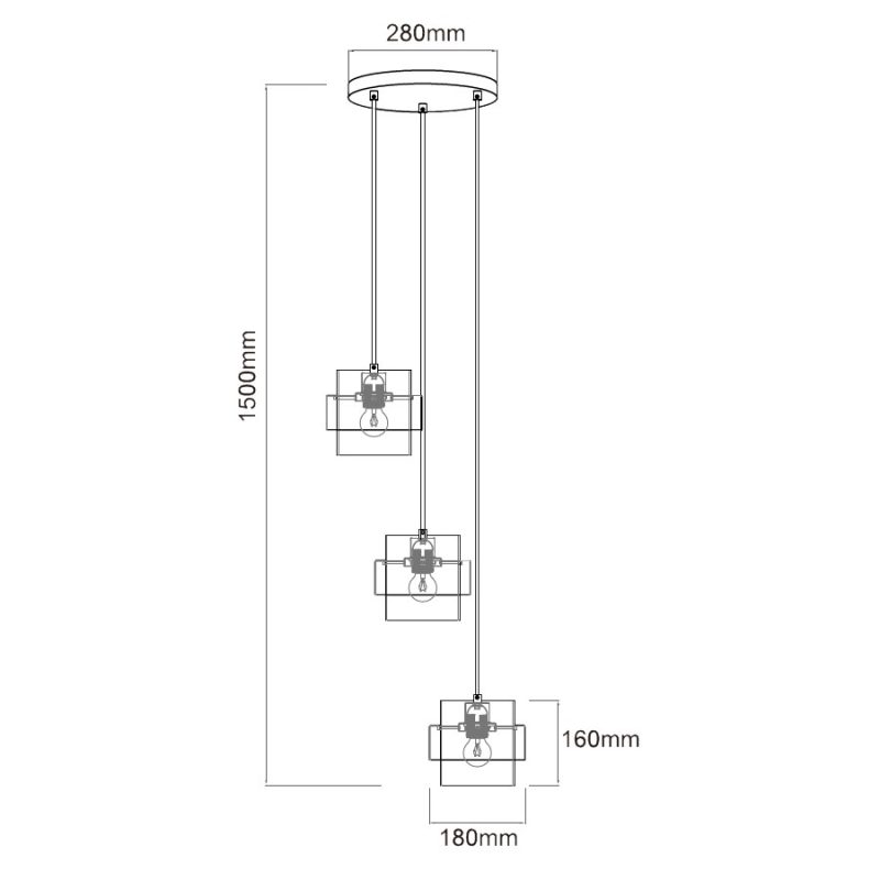 Lampă suspendată fumurie 3xE27, stil modern, Miele Light Prestige