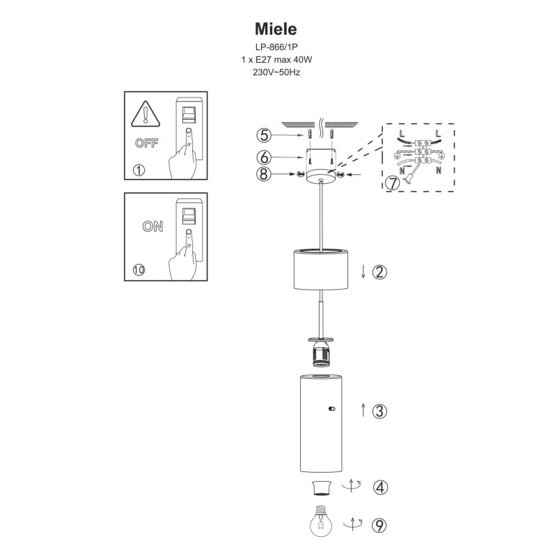 Lampă suspendată fumurie 1xE27, stil modern, Miele Light Prestige