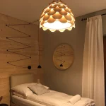Lampă suspendată mică, lemn natural 1xE27, Burgo Light Prestige